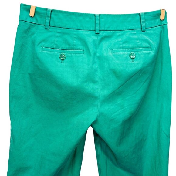 Talbots Womens Chelsea Cropped Pants Green Stretch Twill Straight Leg Petite 4P - Picture 8 of 12